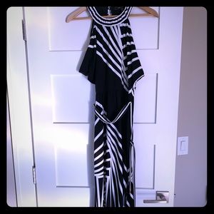 New BCBG  full length dress with tie elastic waist
